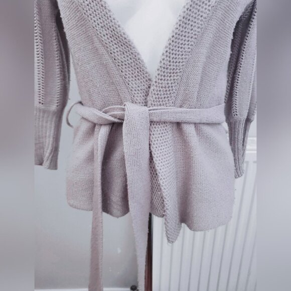 Vintage Y2K Costa Blanca Tie Waist Puff Sleeve Cardigan- Light Taupe/Lilac- XS - Picture 5 of 16